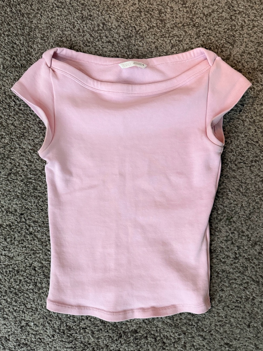 Zara Pastel Pink Ribbed Tee